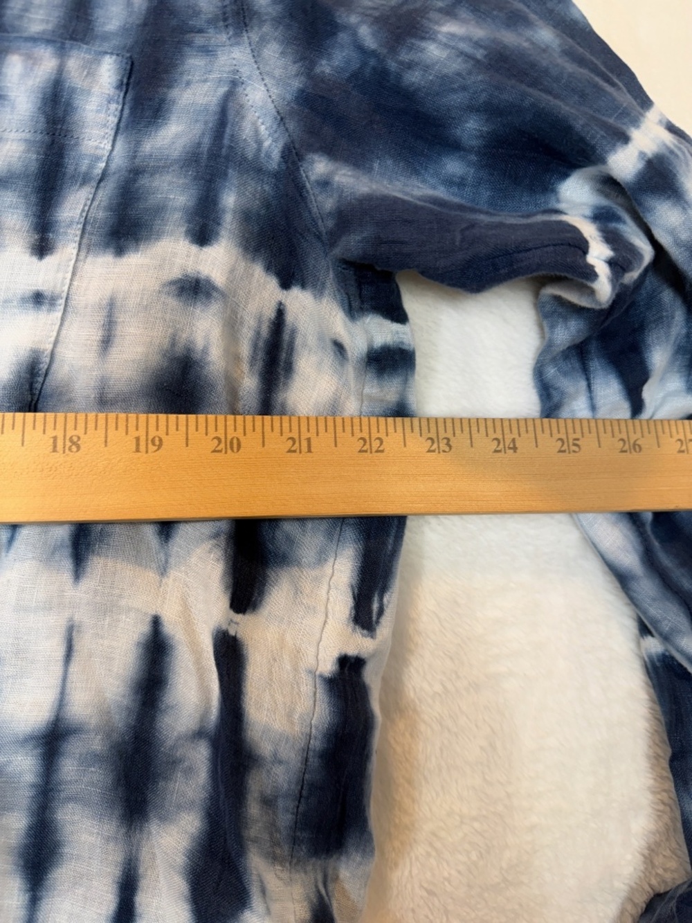 GAP Tunic Top Womens Size Large Blue White Linen Tie Dye Coastal Boho Oversized - Picture 6 of 8